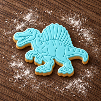 Spinosaurus decorated fondant cookie