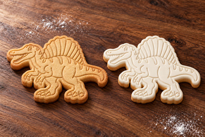Spinosaurus plain and white fondant cookie examples
