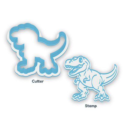 T-Rex separate cookie cutter and matching embosser