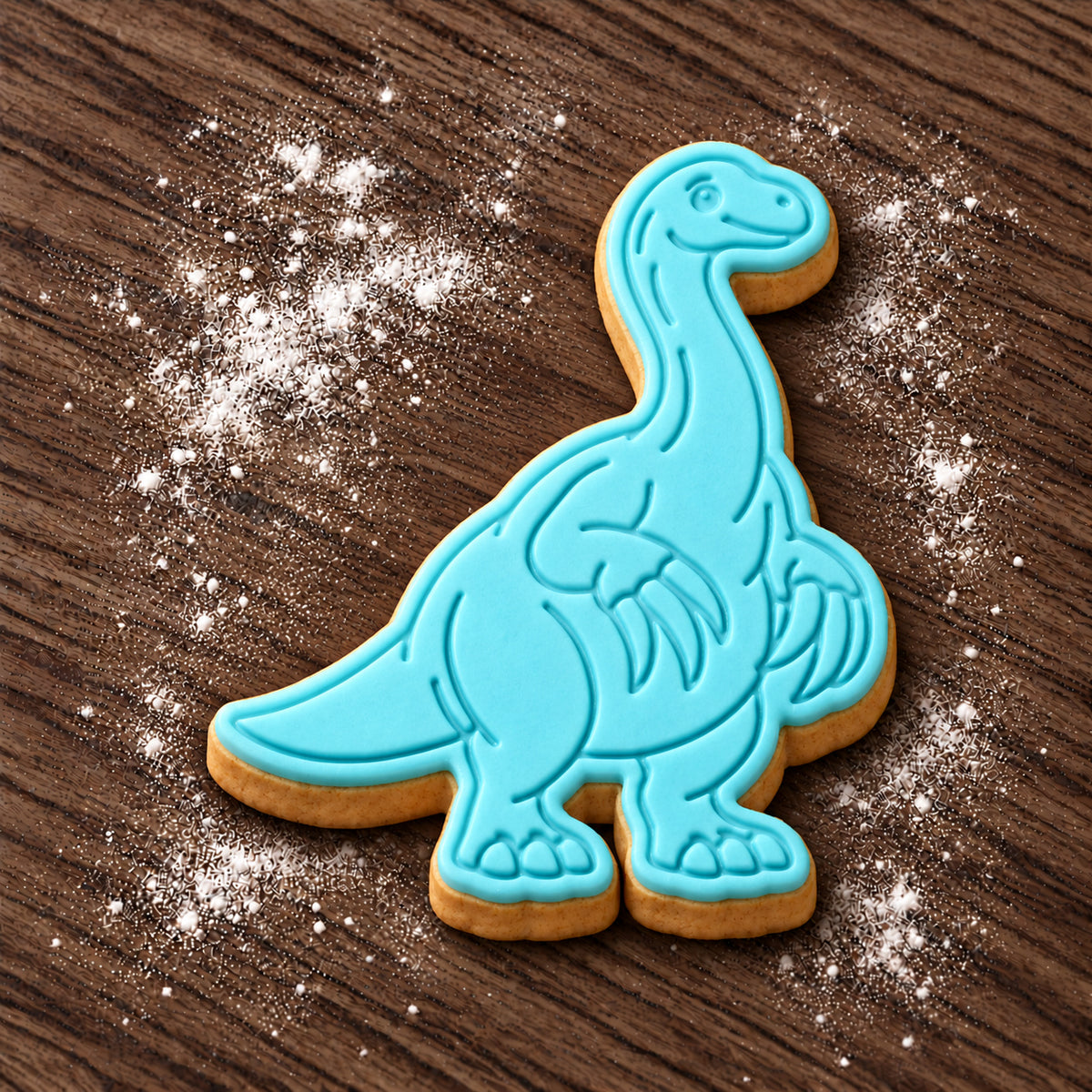 Therizinosaurus decorated fondant cookie