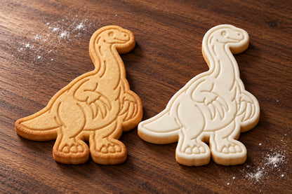 Therizinosaurus plain and white fondant cookie examples
