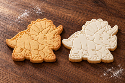 Triceratops plain and white fondant cookie examples
