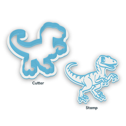 Velociraptor separate cookie cutter and matching embosser
