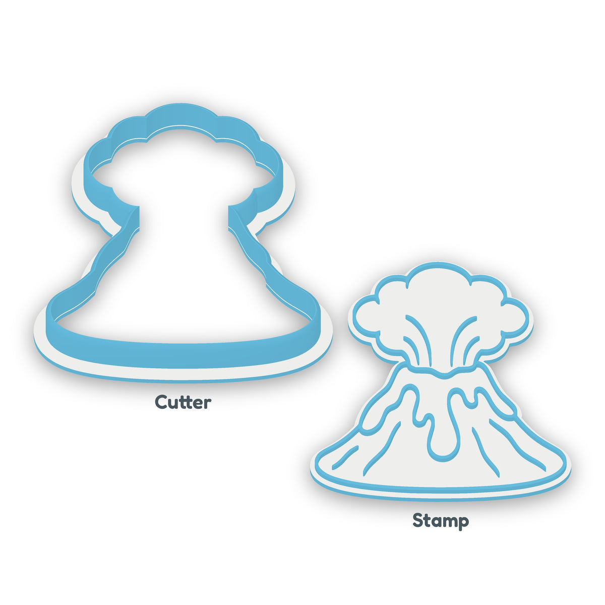 Volcano separate cookie cutter and matching embosser