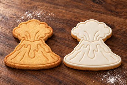 Volcano plain and white fondant cookie examples