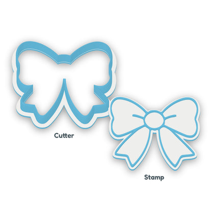 Bow separate cookie cutter and matching embosser