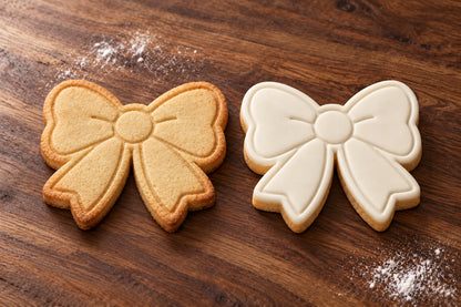 Bow plain and white fondant cookie examples