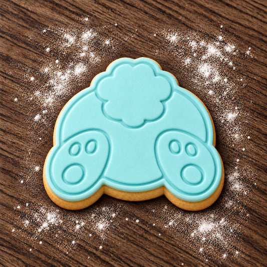 Bunny Bottom decorated fondant cookie
