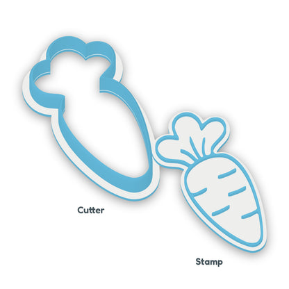 Carrot separate cookie cutter and matching embosser