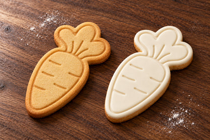 Carrot plain and white fondant cookie examples