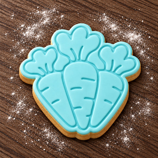 Carrot Bunch decorated fondant cookie