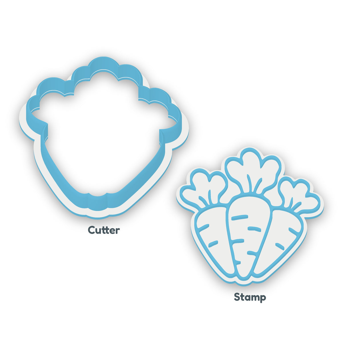 Carrot Bunch separate cookie cutter and matching embosser