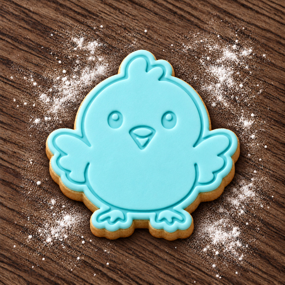 Chick decorated fondant cookie