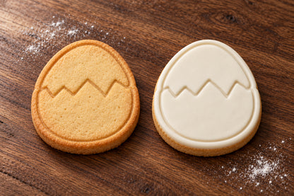 Cracked Egg plain and white fondant cookie examples
