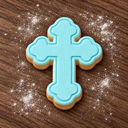 Cross decorated fondant cookie