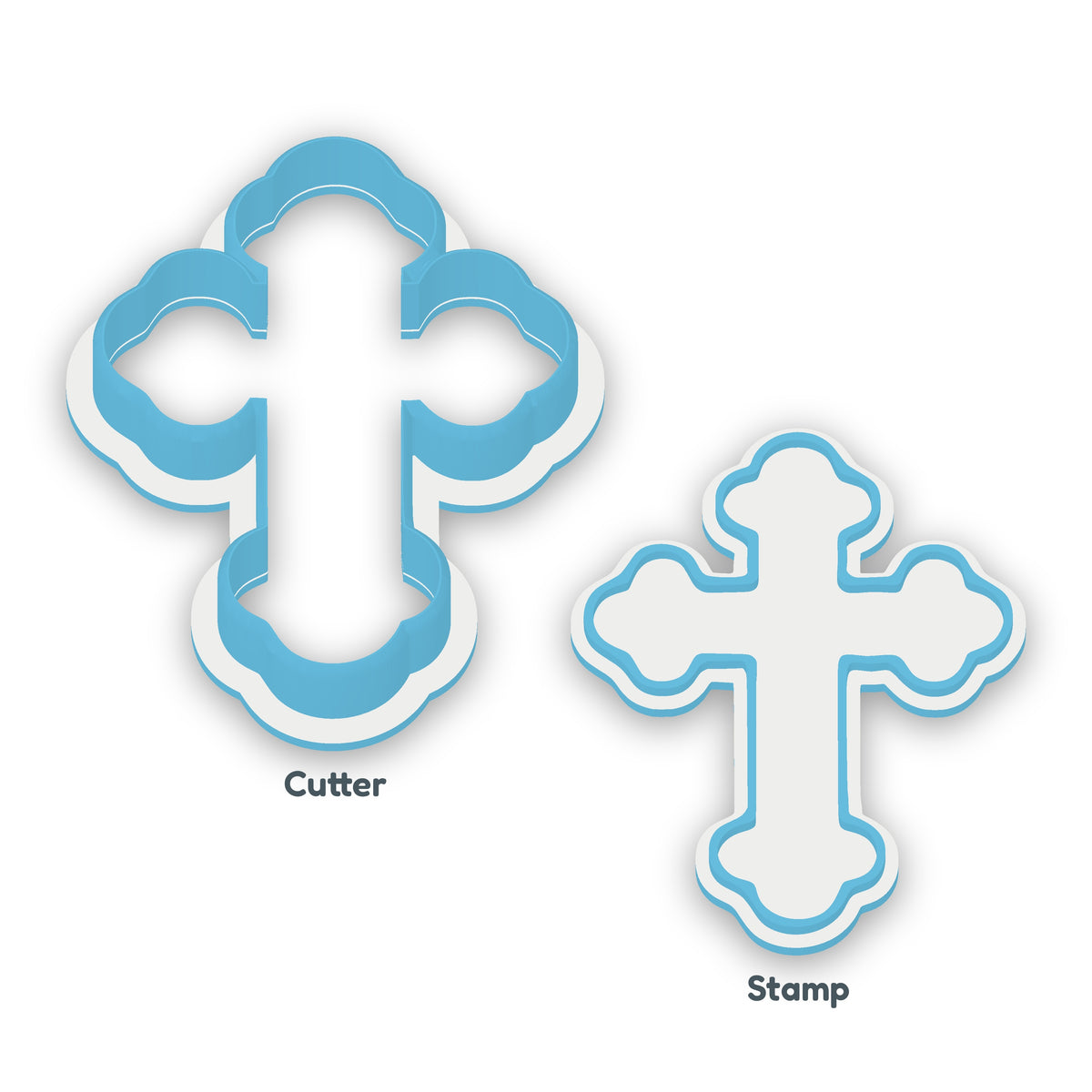 Cross separate cookie cutter and matching embosser