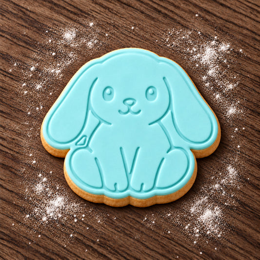Floppy Eared Bunny decorated fondant cookie