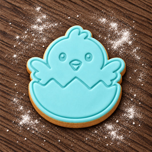Hatching Chick decorated fondant cookie