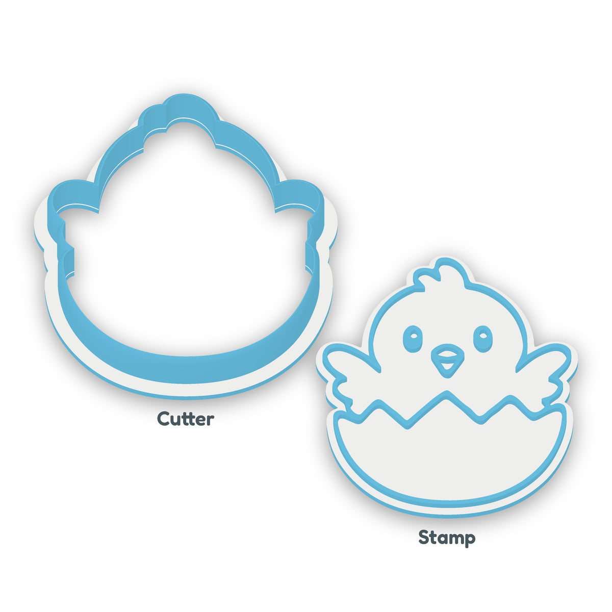 Hatching Chick separate cookie cutter and matching embosser