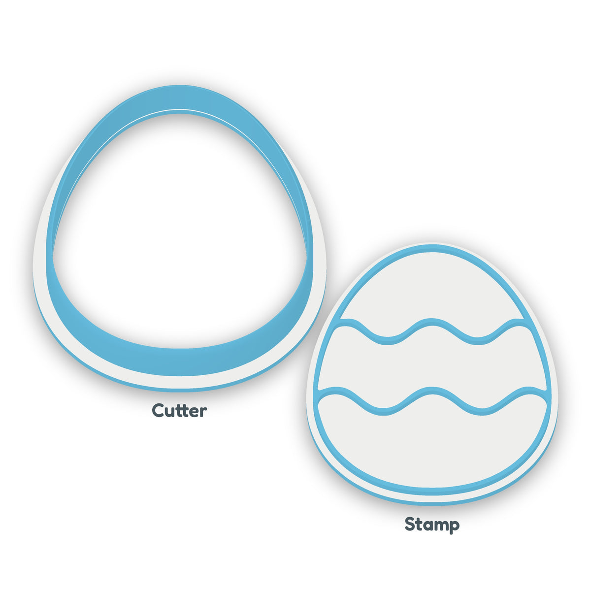 Patterned Egg separate cookie cutter and matching embosser