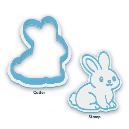 Sitting Bunny separate cookie cutter and matching embosser