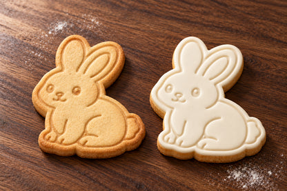 Sitting Bunny plain and white fondant cookie examples