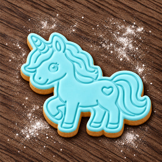 Unicorn decorated fondant cookie
