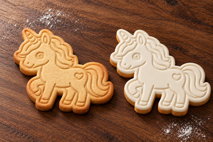 Unicorn plain and white fondant cookie examples