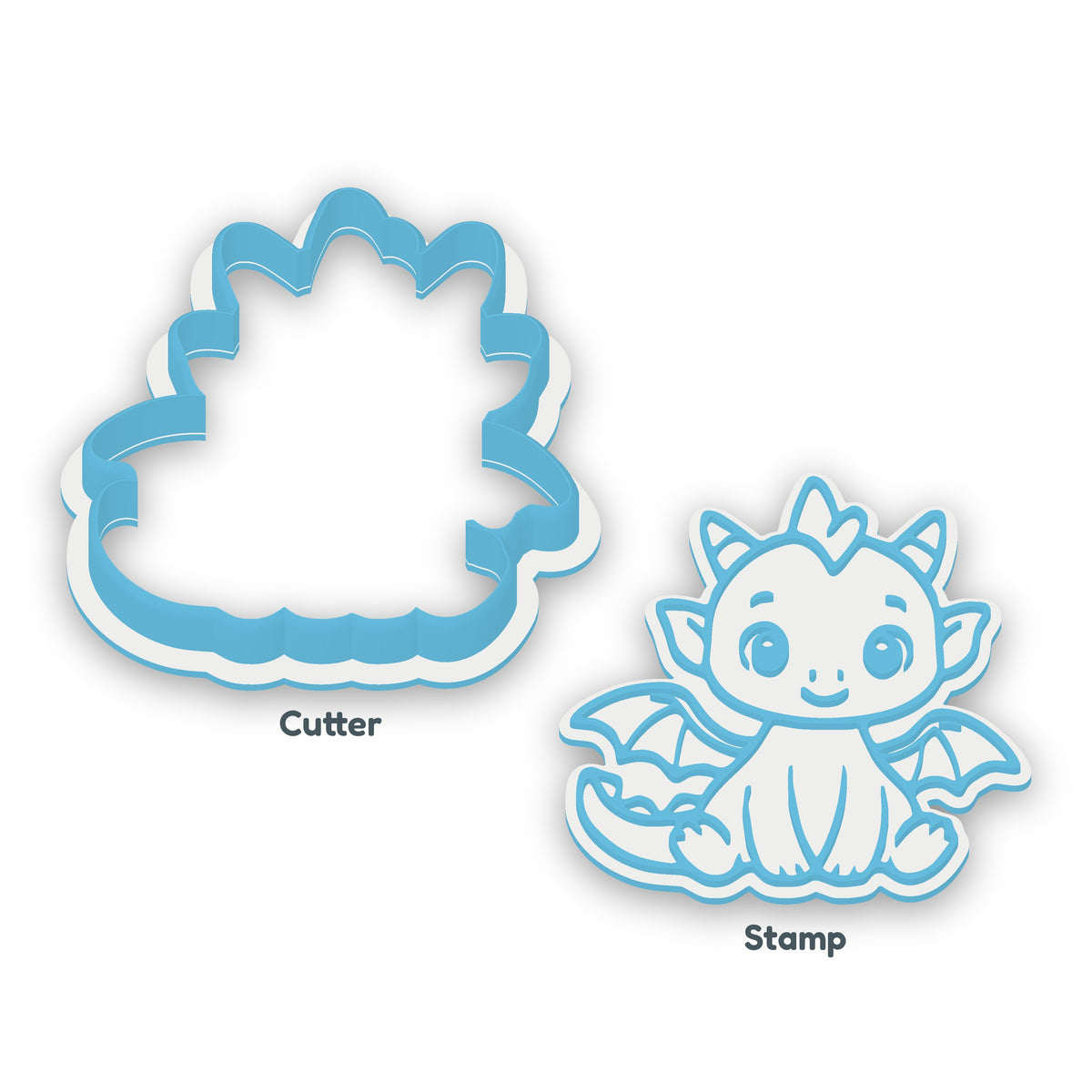 Baby Dragon separate cookie cutter and matching embosser