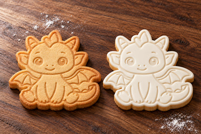 Baby Dragon plain and white fondant cookie examples