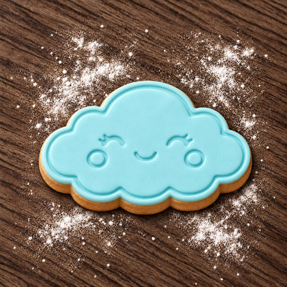 Cloud decorated fondant cookie