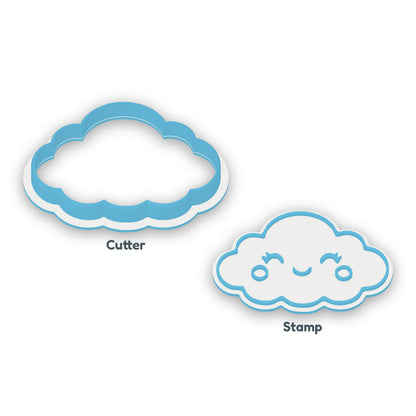 Cloud separate cookie cutter and matching embosser
