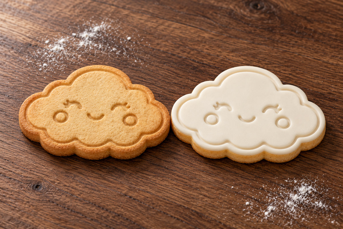 Cloud plain and white fondant cookie examples