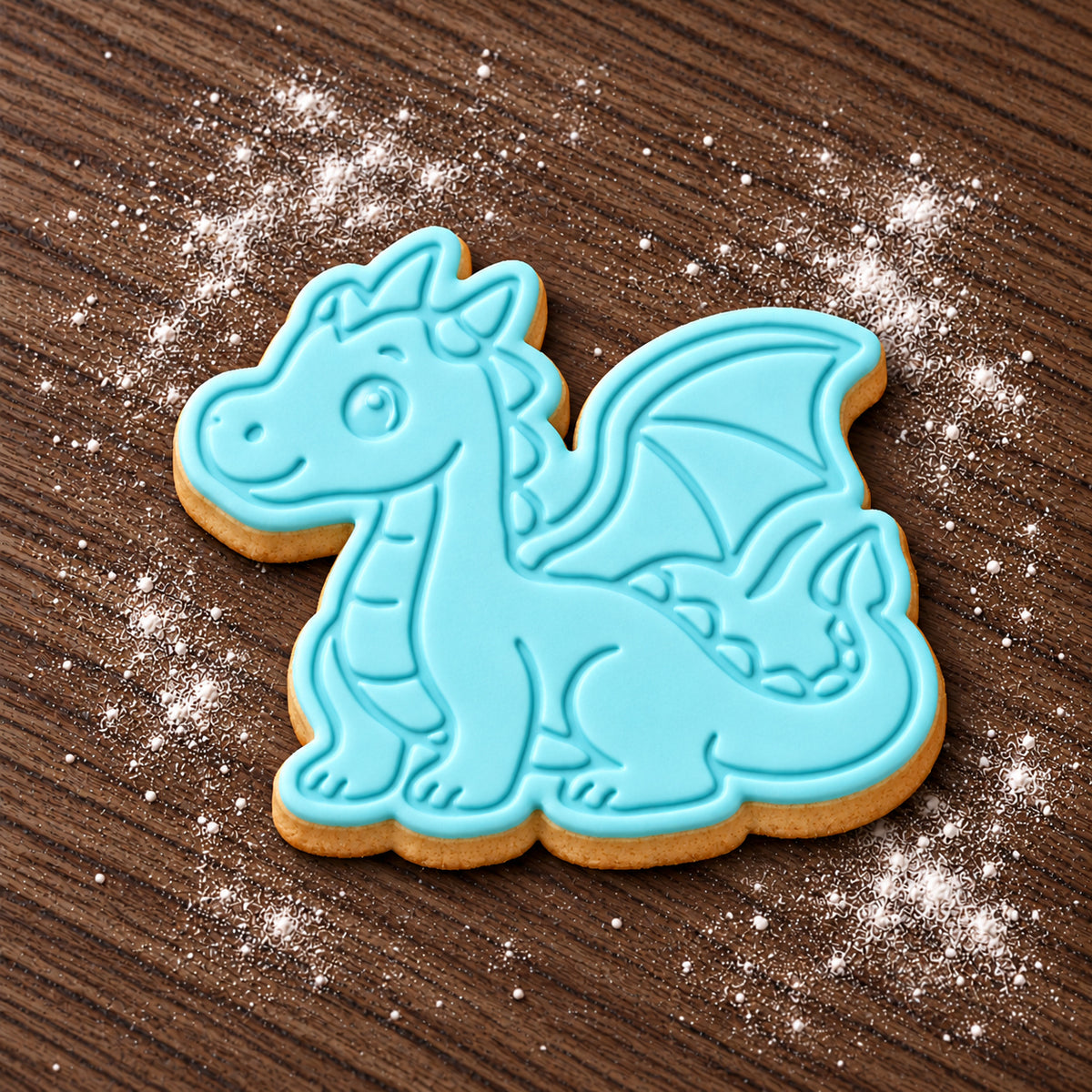 Dragon decorated fondant cookie