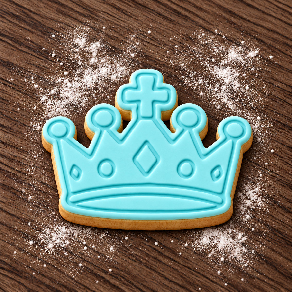 King's Crown decorated fondant cookie