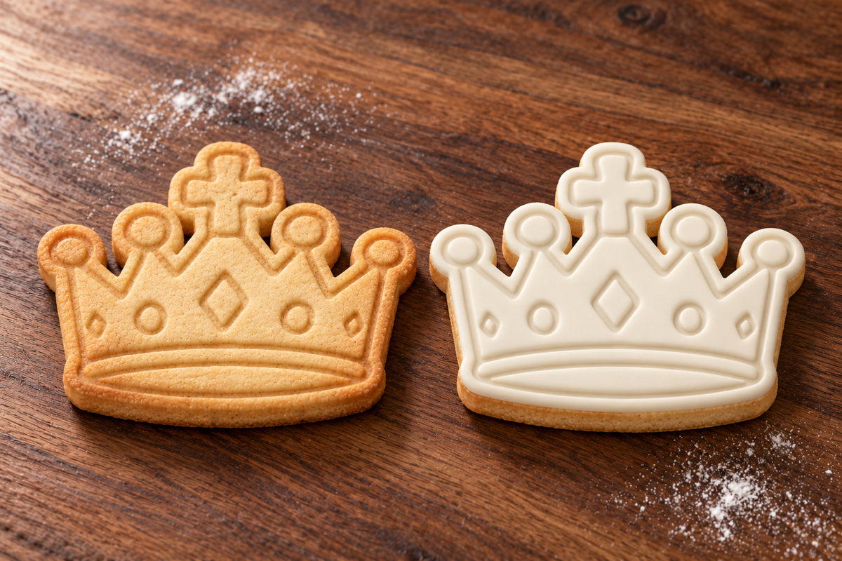 King's Crown plain and white fondant cookie examples