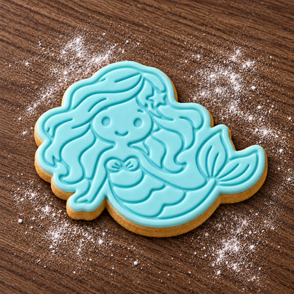 Mermaid decorated fondant cookie