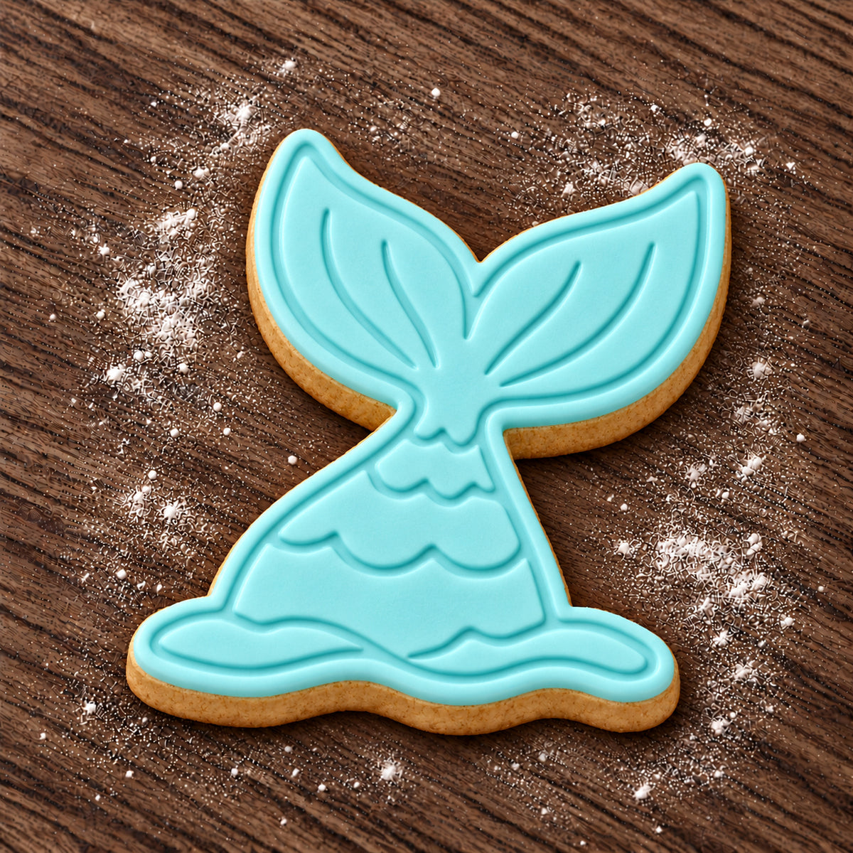 Mermaid Tail decorated fondant cookie