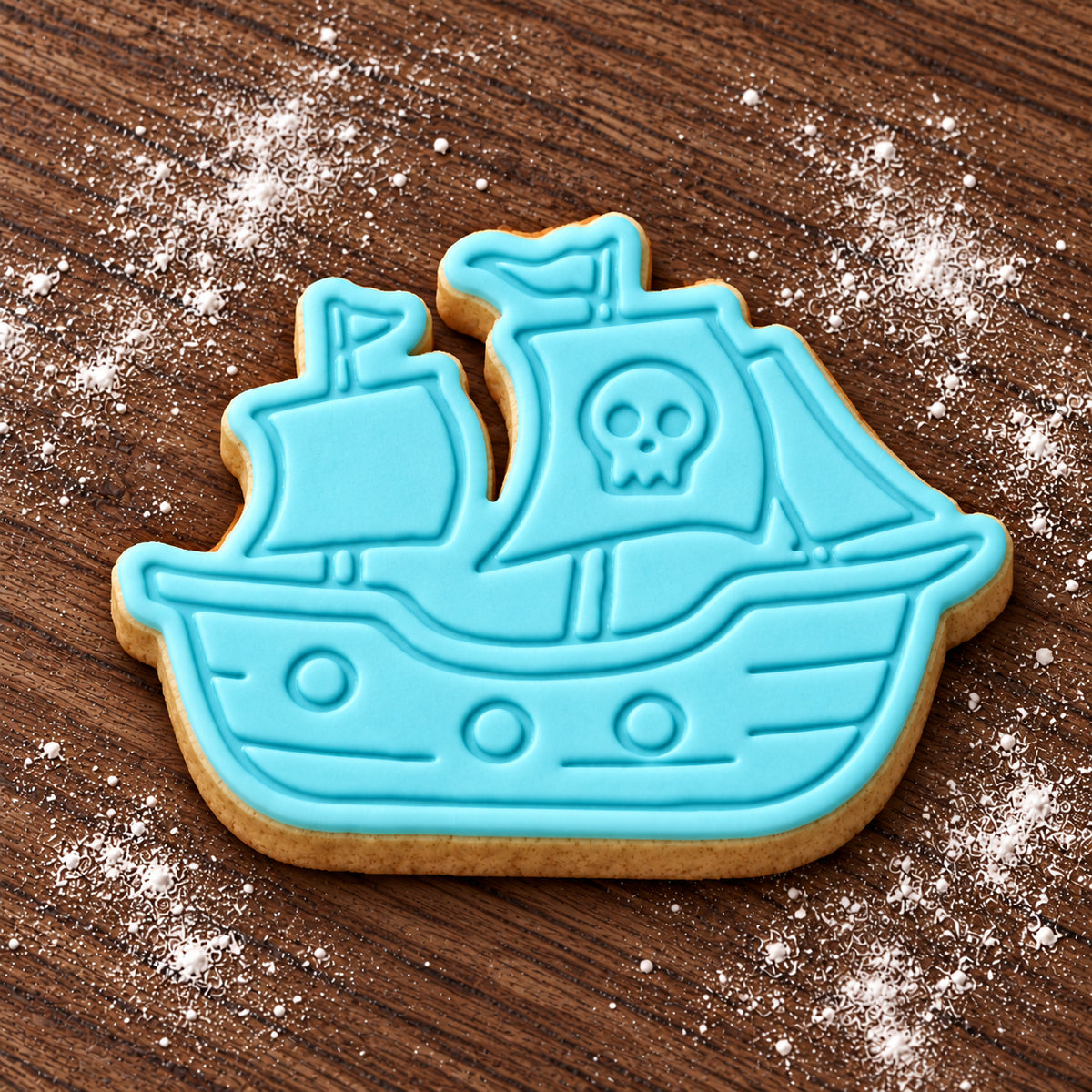 Pirate Ship decorated fondant cookie