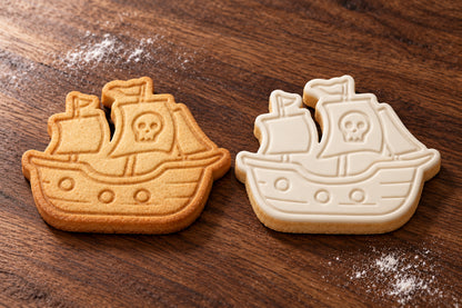 Pirate Ship plain and white fondant cookie examples
