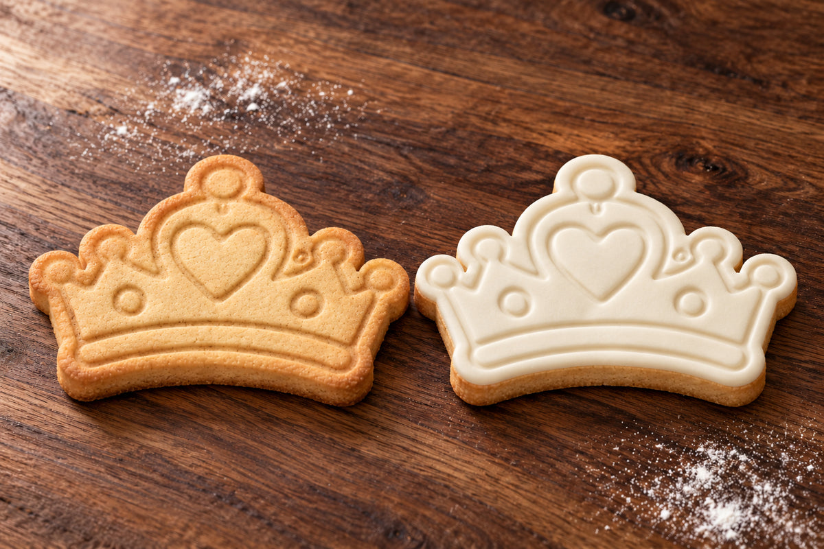 Princess Crown plain and white fondant cookie examples