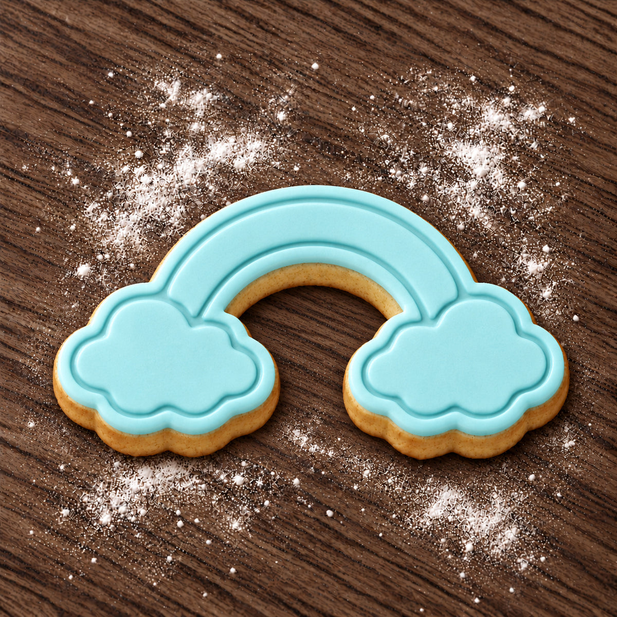 Rainbow decorated fondant cookie