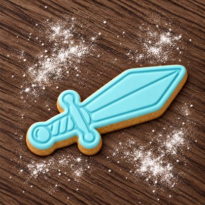 Sword decorated fondant cookie