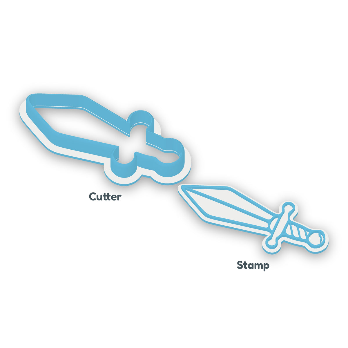 Sword separate cookie cutter and matching embosser