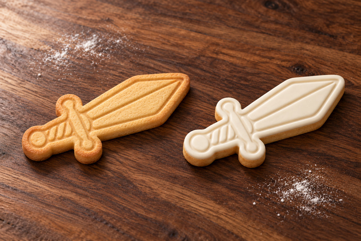 Sword plain and white fondant cookie examples
