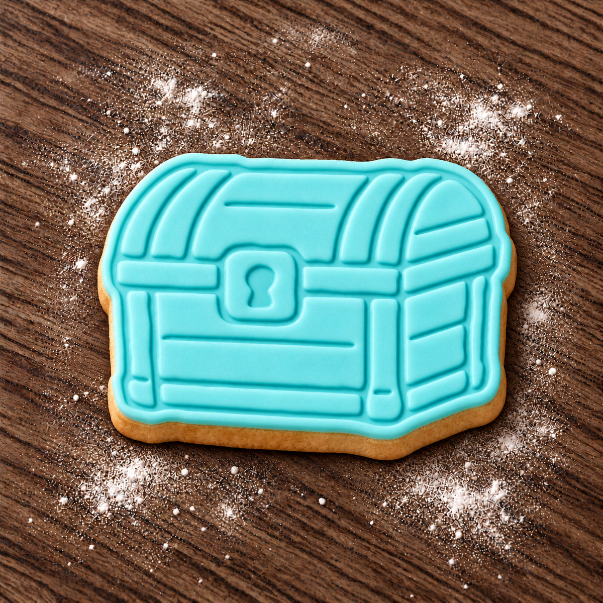 Treasure Chest decorated fondant cookie