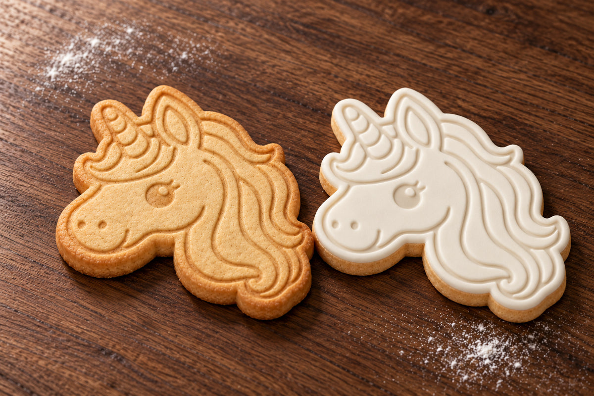 Unicorn Face plain and white fondant cookie examples