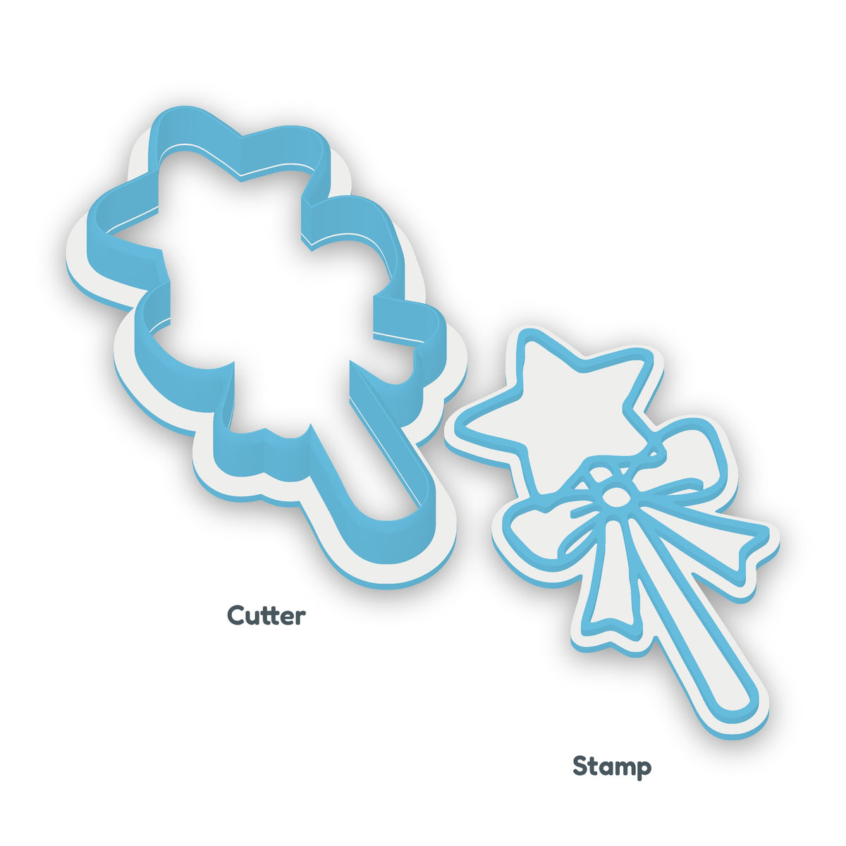 Wand separate cookie cutter and matching embosser