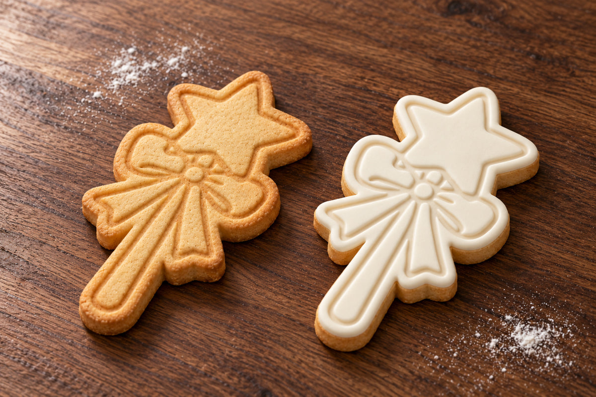 Wand plain and white fondant cookie examples