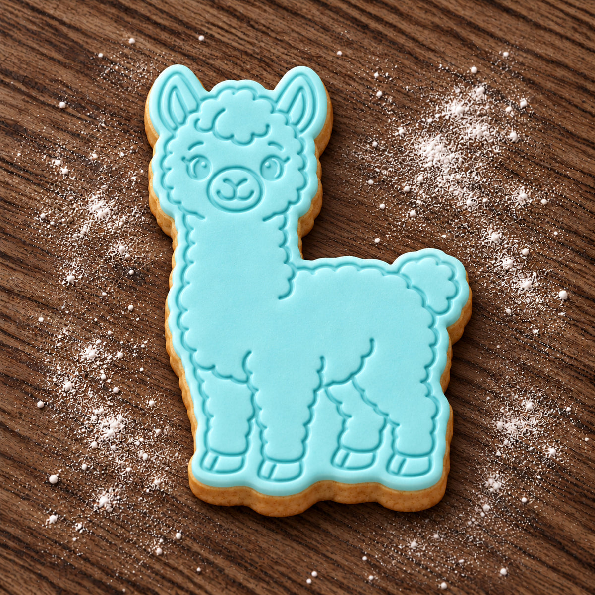 Alpaca decorated fondant cookie